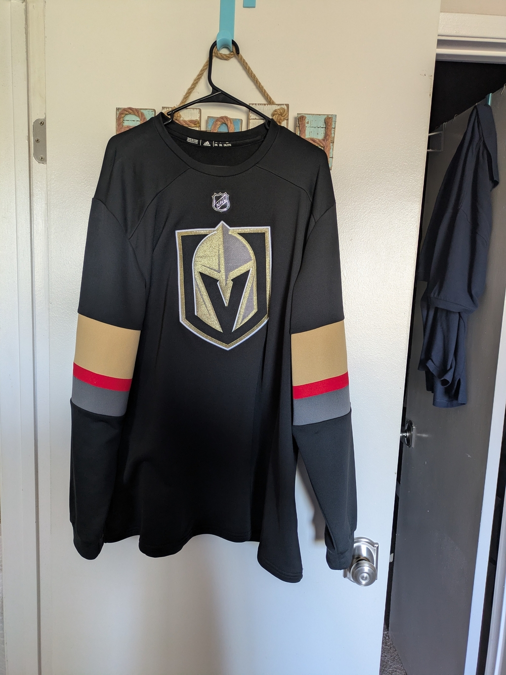 NWOT Adidas Black Vegas Golden Knights Crewneck with Gold and Red Accents